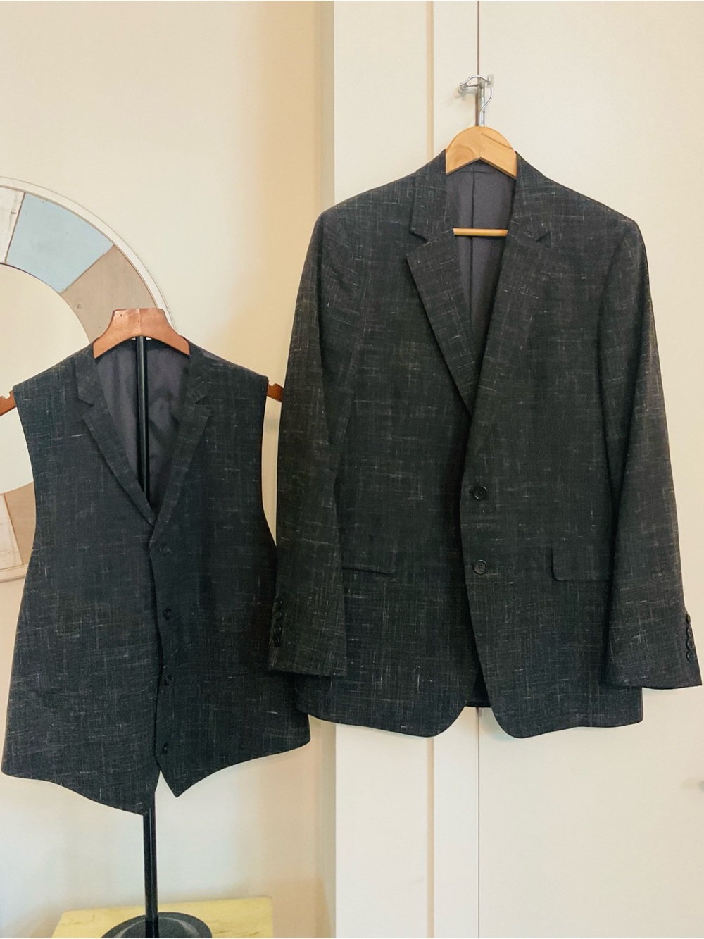Sam Aboudhassan Single breasted Textured Wool Suit Jacket & Matching Vest